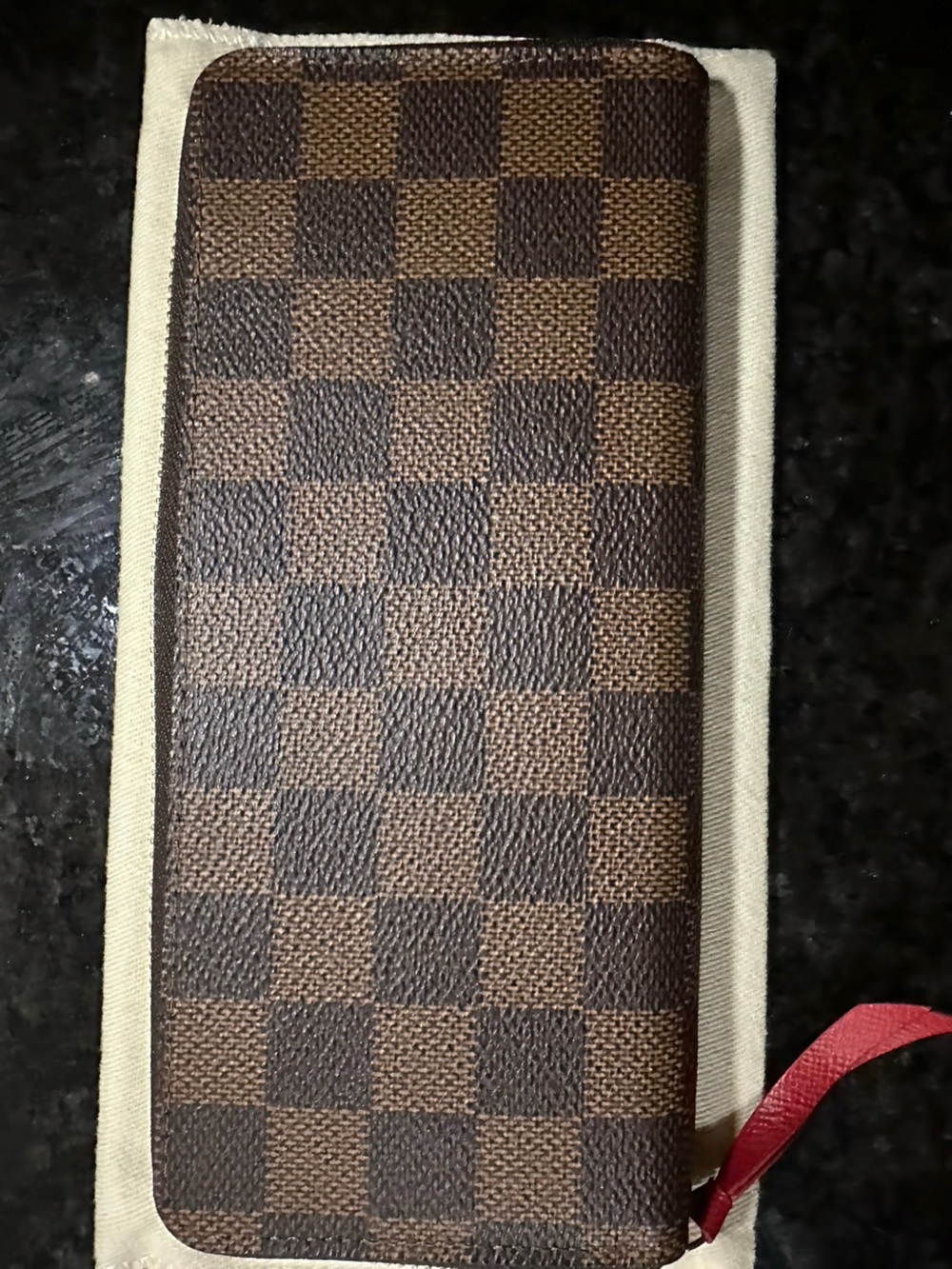 Louis Vuitton Damier Ebene Brown Checkered Long Wallet